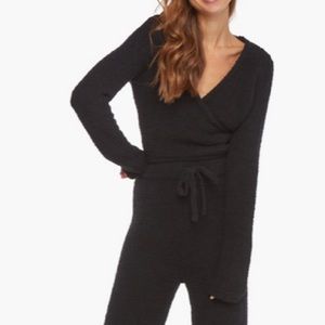 NEW JUSTFAB Cozy Wrap Long Sleeve Top In Black Size:M